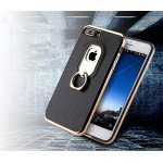 Wholesale iPhone 7 Plus Aluminum Design Ring Holder Stand Case (Black)